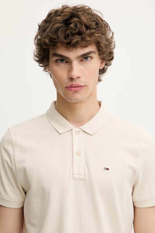 Odzież Tommy Jeans polo bawełniane DM0DM20676 beżowy