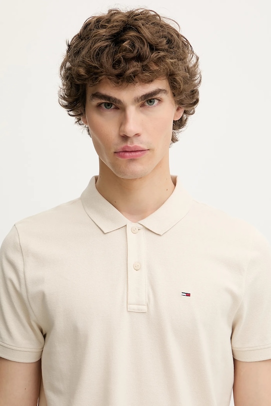 Ρούχα Βαμβακερό μπλουζάκι πόλο Tommy Jeans DM0DM20676 μπεζ