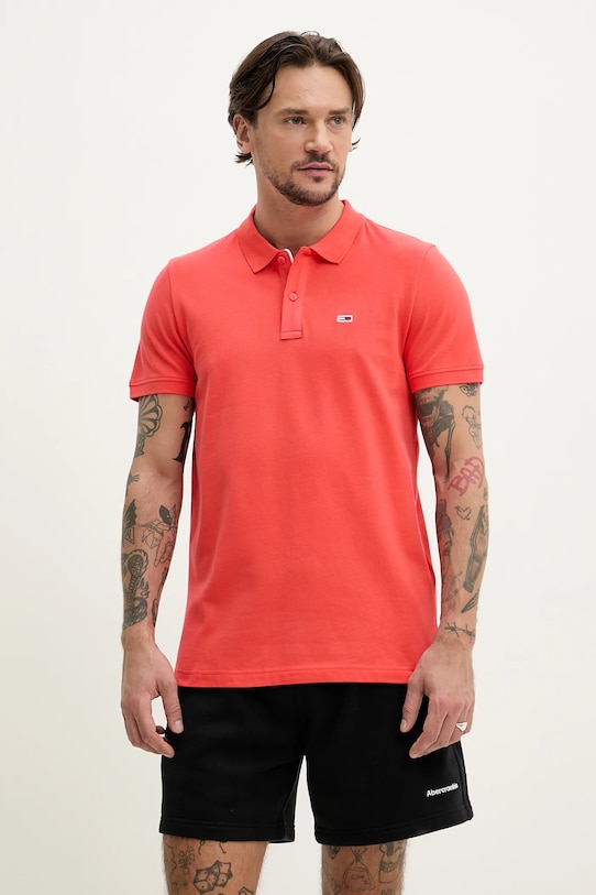 Tommy Jeans polo de bumbac regular portocaliu DM0DM20676