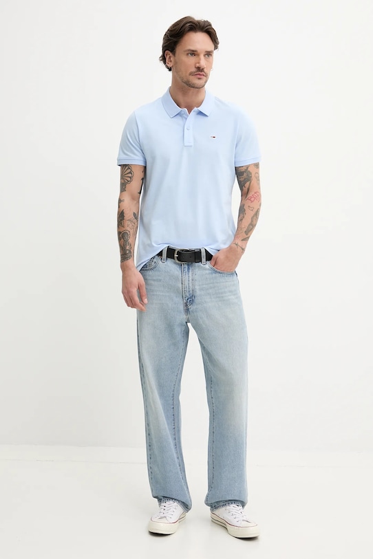 Tommy Jeans polo de bumbac DM0DM20676 albastru AW25