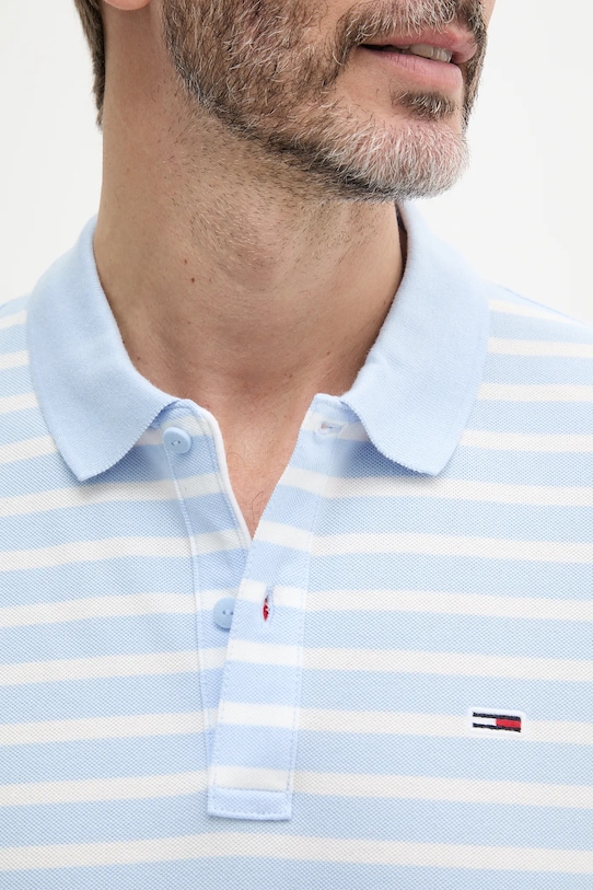 Bombažen polo Tommy Jeans DM0DM20676 modra