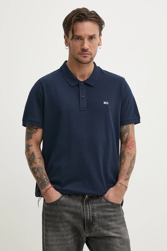 Хлопковое поло Tommy Jeans хлопок тёмно-синий DM0DM20676