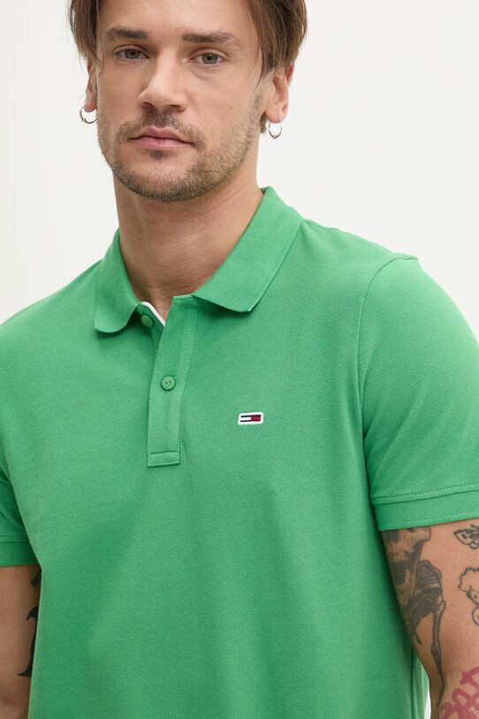 Tommy Jeans polo bawełniane zielony DM0DM20676