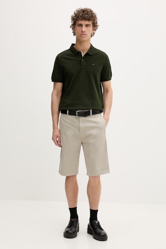 Tommy Jeans polo męskie bawełniane DM0DM20676 zielony SS26