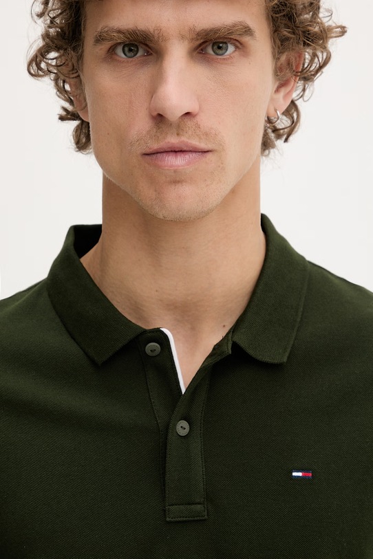 Tommy Jeans polo męskie bawełniane zielony DM0DM20676