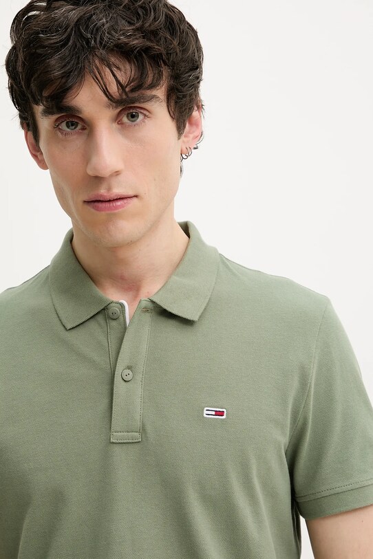 Tommy Jeans polo bawełniane zielony DM0DM20676