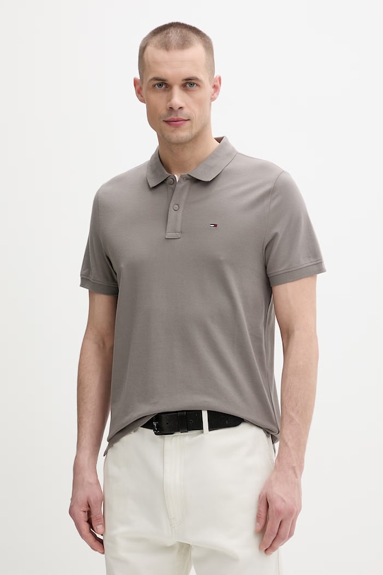 Tommy Jeans polo męskie bawełniane brązowy DM0DM20676