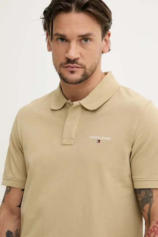 Bavlněné polo tričko Tommy Jeans béžová DM0DM20914