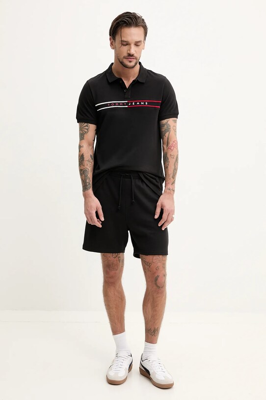 Tommy Jeans polo de bumbac DM0DM20916 negru SS25