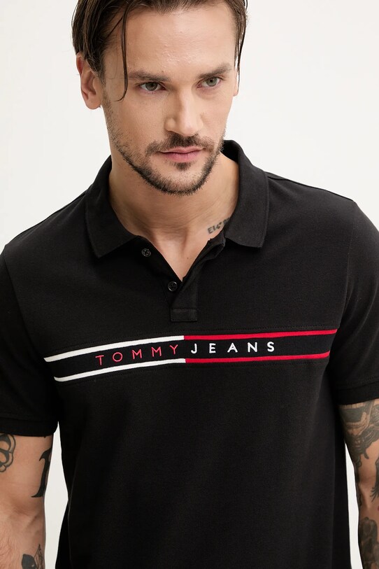Tommy Jeans polo de bumbac negru DM0DM20916