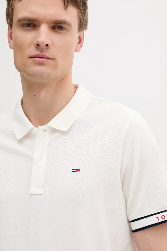 Oblečení Bavlněné polo tričko Tommy Jeans DM0DM21306 bílá