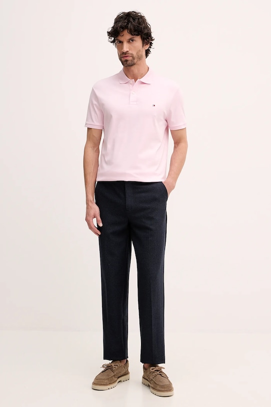 Tommy Hilfiger polo bawełniane MW0MW39994 różowy SS25