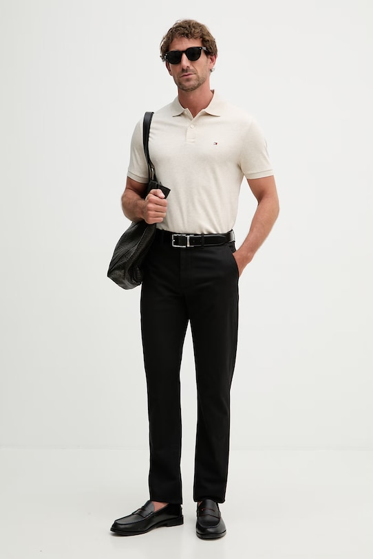 Tommy Hilfiger polo męskie bawełniane MW0MW39994 beżowy SS26