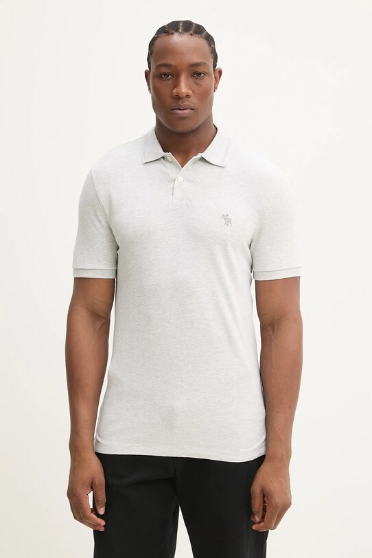 Abercrombie & Fitch polo bawełniane z elastanem szary KI124.5167.130