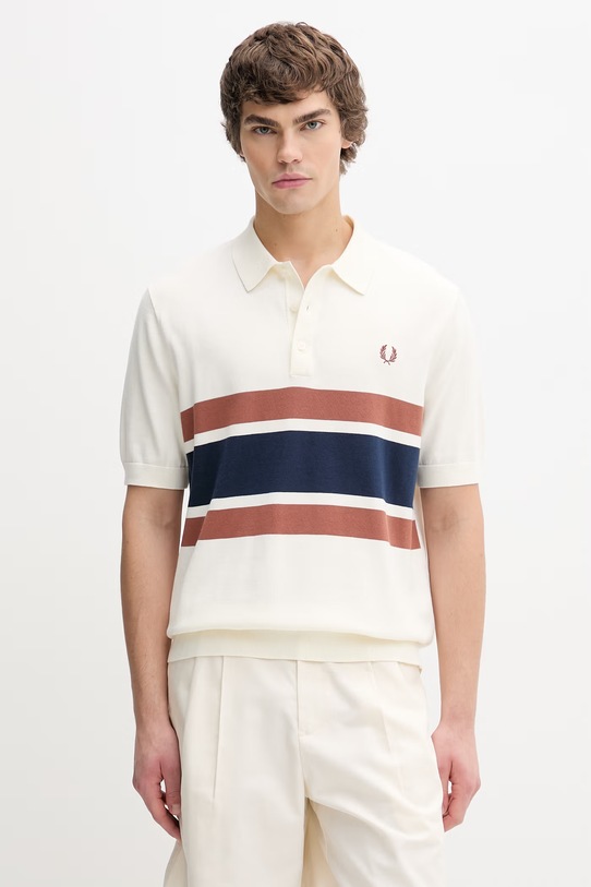Fred Perry sweter bawełniany wzorzyste beżowy K9709.760