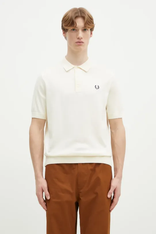 Βαμβακερό μπλουζάκι πόλο Fred Perry κανονικό μπεζ K9725.560