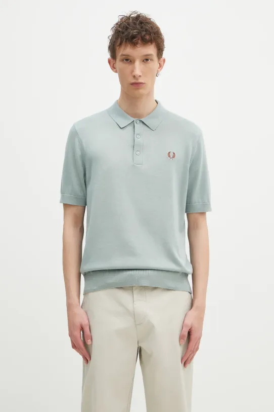 Fred Perry polo bawełniane gładkie turkusowy K9725.959