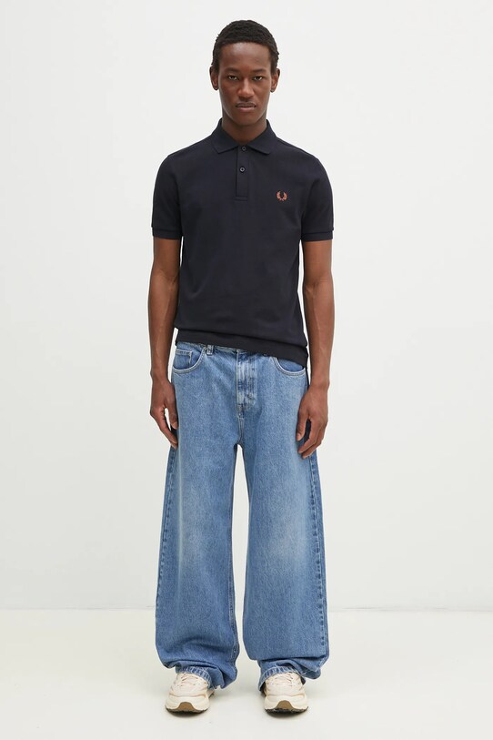 Bavlněné polo tričko Fred Perry M6000.Y31 námořnická modř