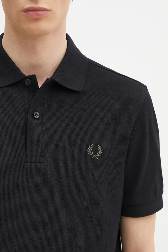 Βαμβακερό μπλουζάκι πόλο Fred Perry μαύρο M6000.Y43