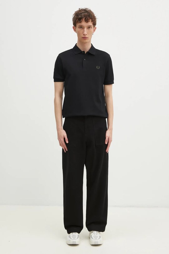 Βαμβακερό μπλουζάκι πόλο Fred Perry M6000.Y43 μαύρο