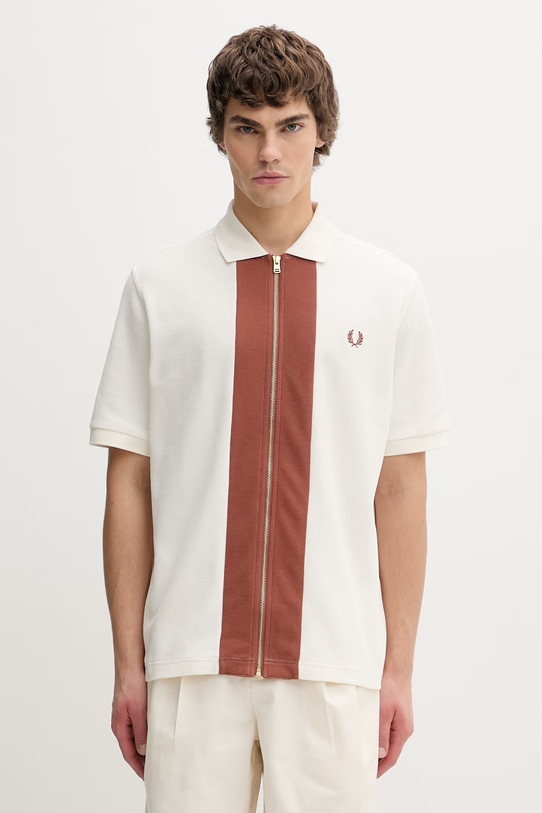 Fred Perry polo bawełniane wzorzyste beżowy M6661.760