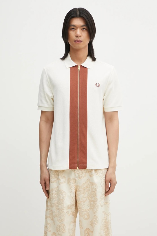 Fred Perry polo bawełniane wzorzyste beżowy M6661.760