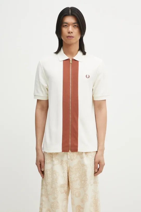 Fred Perry polo bawełniane wzorzyste beżowy M6661.760