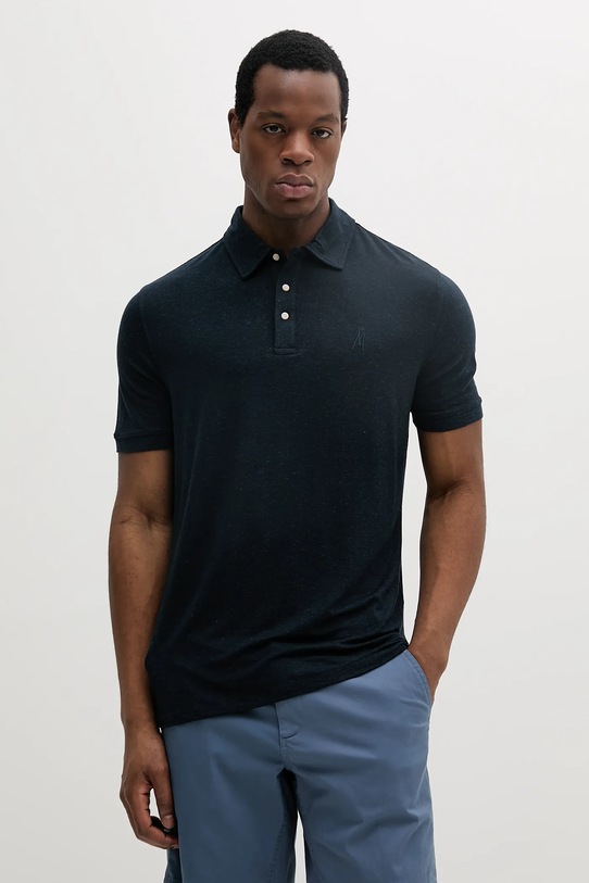 Поло з домішкою льону Marciano by Guess regular темно-синій 5GHP01.6315A