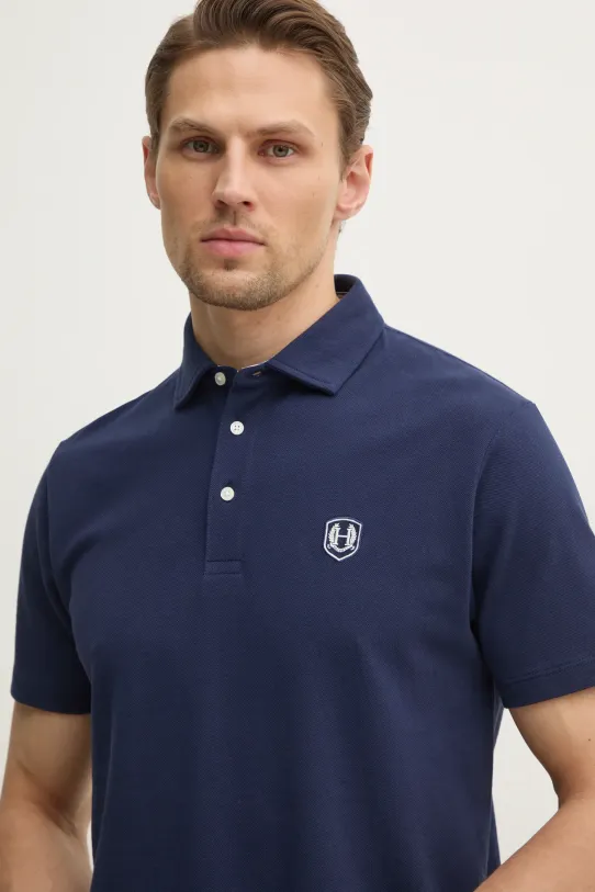 Hackett London polo bawełniane granatowy HM563413