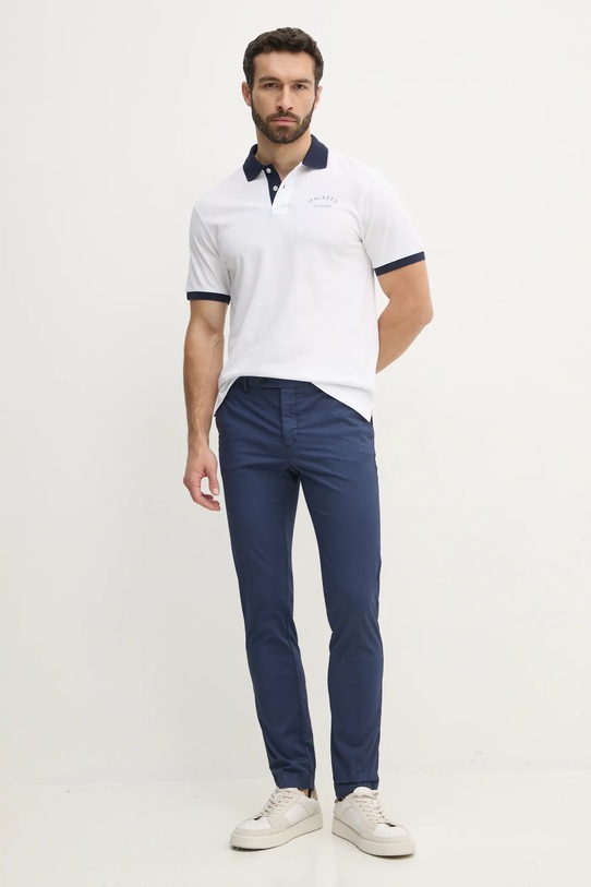 Bavlněné polo tričko Hackett London HM563421 bílá SS25