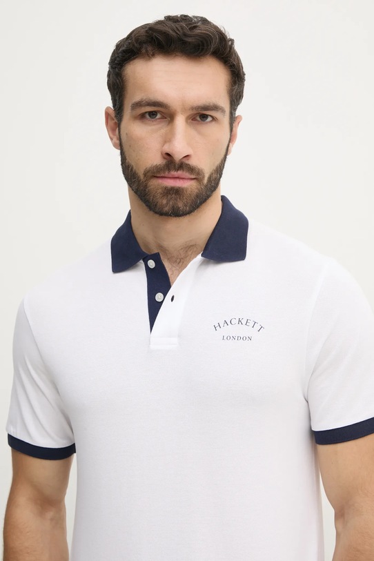 Bavlněné polo tričko Hackett London bílá HM563421