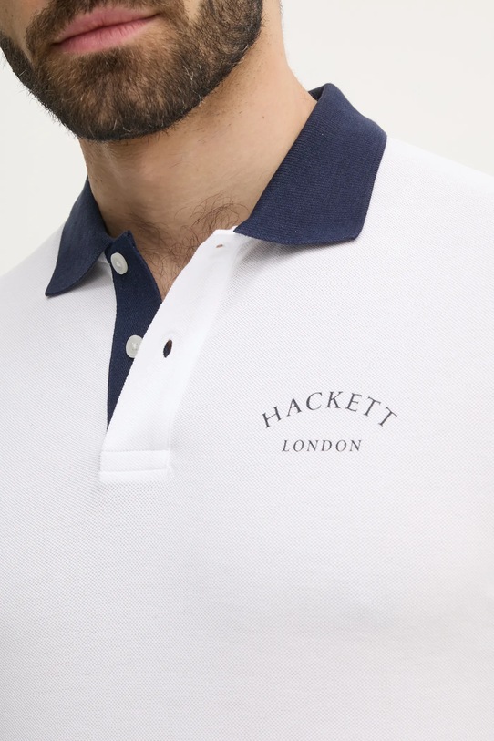 Bavlněné polo tričko Hackett London HM563421 bílá