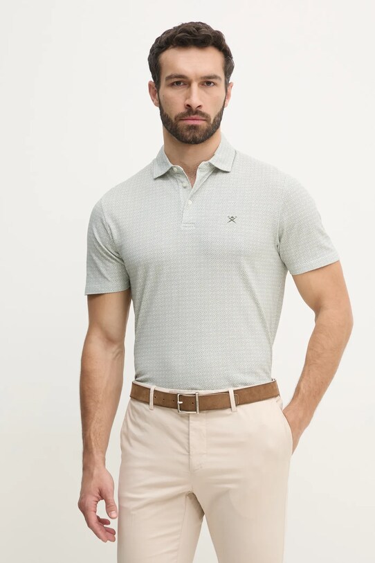 Hackett London polo bawełniane wzorzyste zielony HM563422