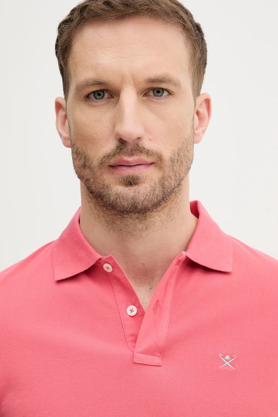 Bavlnené polo tričko Hackett London ružová HM563426