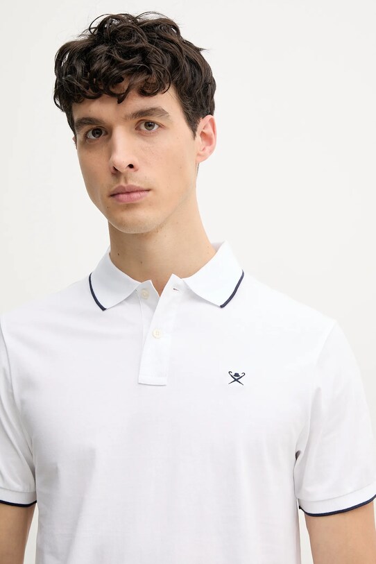 Hackett London polo bawełniane biały HM563425
