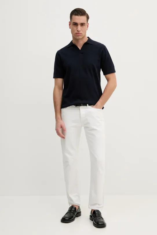 Hackett London polo in misto seta HM703324 blu navy SS25