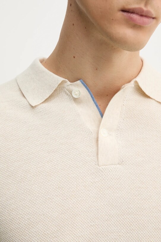 Bavlnené polo tričko Hackett London HM703337 béžová