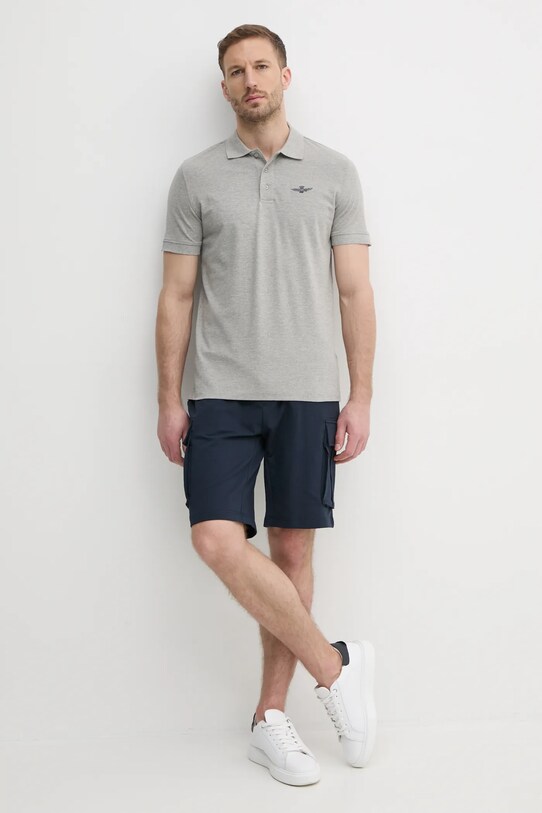 Aeronautica Militare tricou polo PO1843P191 gri SS25
