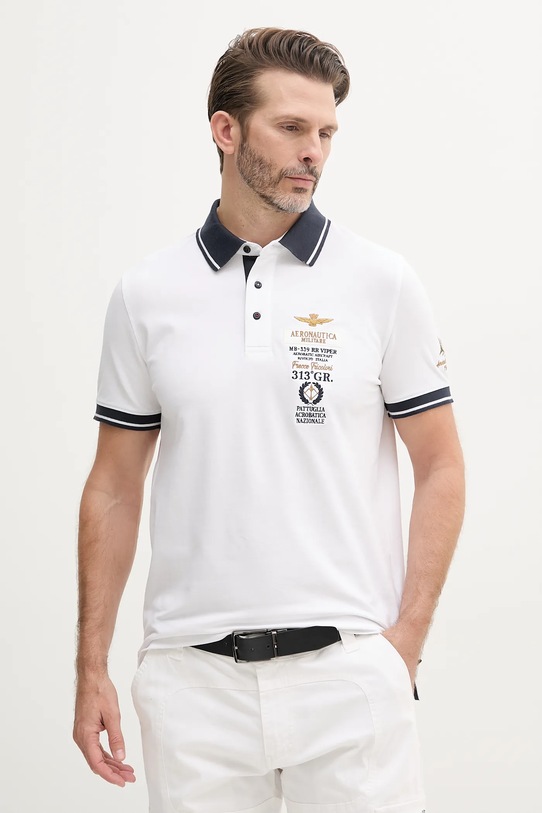 Polo majica Aeronautica Militare natpis bijela PO1853P191
