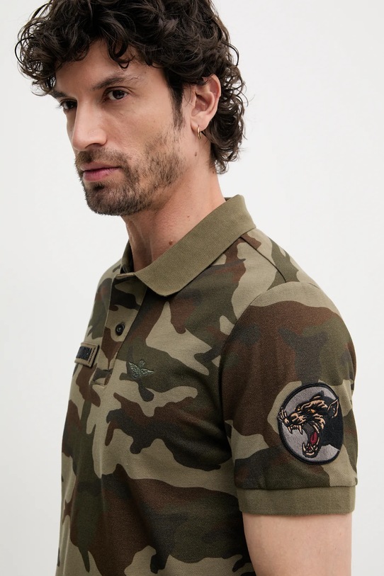 Бавовняне поло Aeronautica Militare зелений PO1861P346