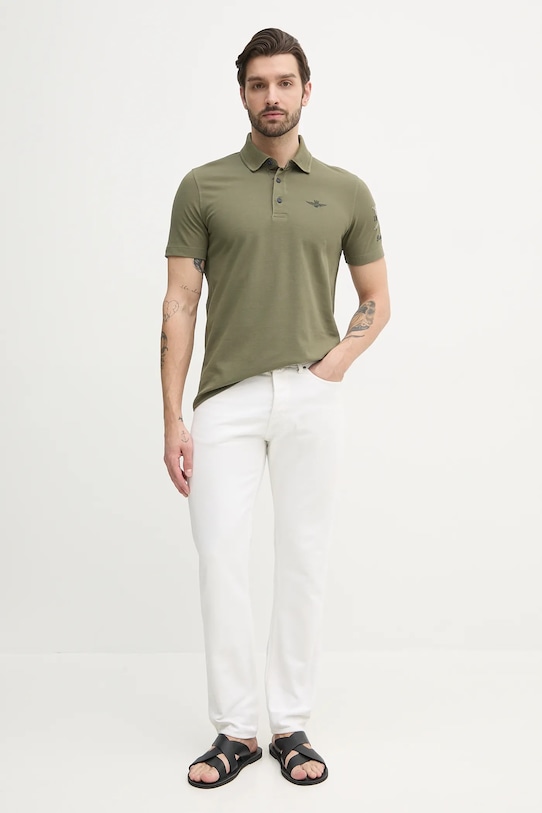 Бавовняне поло Aeronautica Militare PO1866P310 зелений SS25