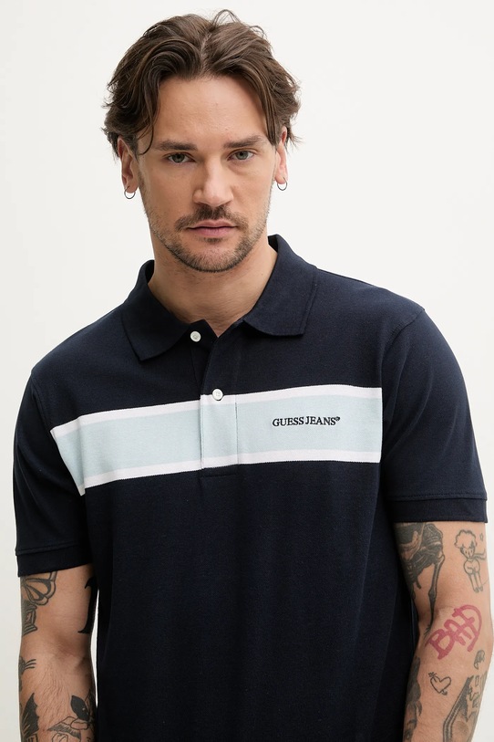 Bavlnené polo tričko Guess Jeans tmavomodrá M5GP29.KCJV1