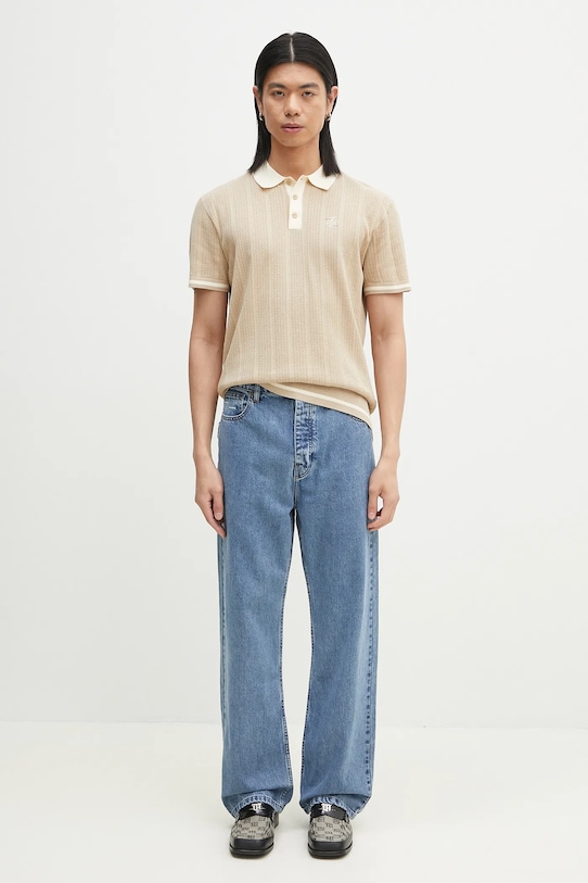 Filling Pieces polo bawełniane Knit Polo 80713669976 beżowy