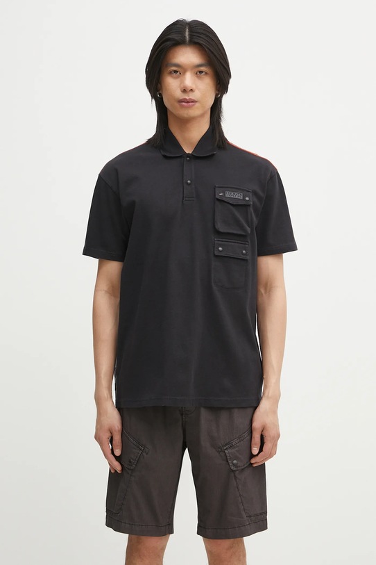 Napapijri polo bawełniane E-Rivalto bawełna czarny NP0A4ID89411