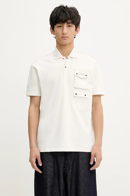 Bavlněné polo tričko Napapijri E-Rivalto hladký béžová NP0A4ID8N1A1