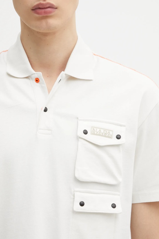 Napapijri polo bawełniane E-Rivalto beżowy NP0A4ID8N1A1