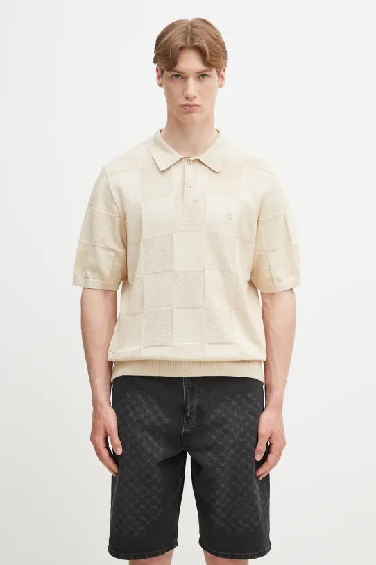 Carhartt WIP cotton polo shirt S/S Checker Polo cotton beige I034535.2LPXX