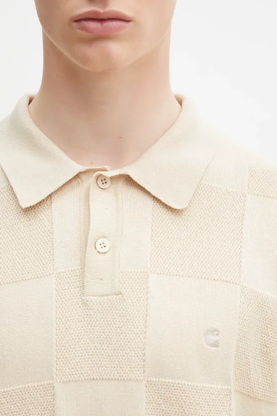 Carhartt WIP cotton polo shirt S/S Checker Polo beige I034535.2LPXX