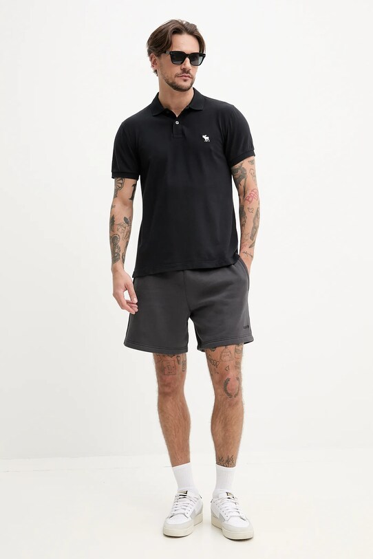 Abercrombie & Fitch tricou polo KI124.5182.900 negru SS25