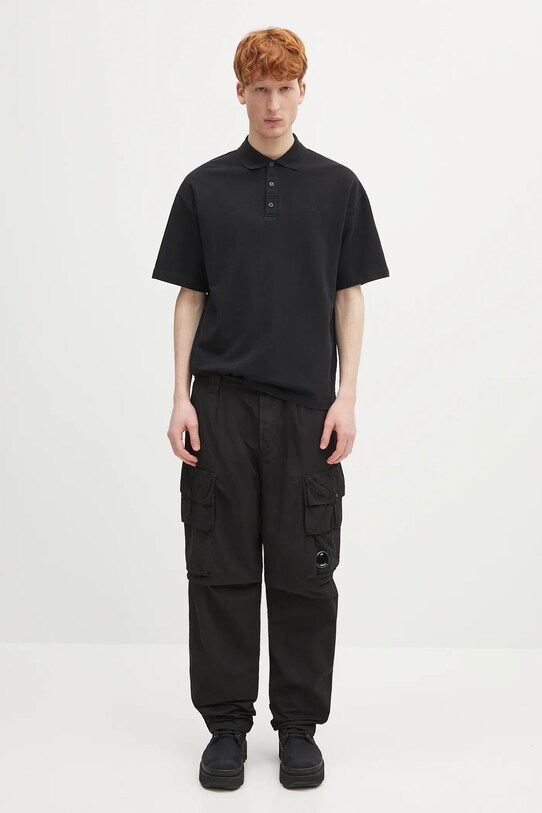 Bavlněné polo tričko C.P. Company 18CMPL320A110396G černá